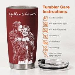 Custom Couple Photo Sketch Line Art Anniversary Gift For Him, Her - Personalized Tumbler Cup – view 7