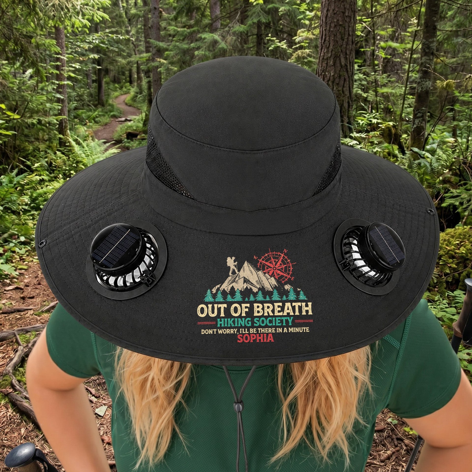 Out Of Breath Hiking Society - Personalized Solar Fan Hat