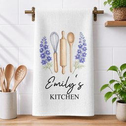 Custom Birth Month Flower With Name Gift For Her, Grandma, Mom - Personalized Kitchen Towel