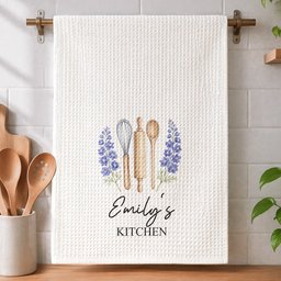 Custom Birth Month Flower With Name Gift For Her, Grandma, Mom - Personalized Kitchen Towel – view 3