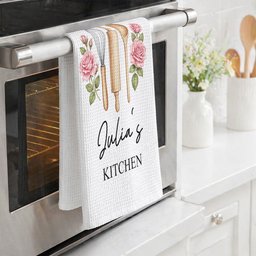 Custom Birth Month Flower With Name Gift For Her, Grandma, Mom - Personalized Kitchen Towel – view 4