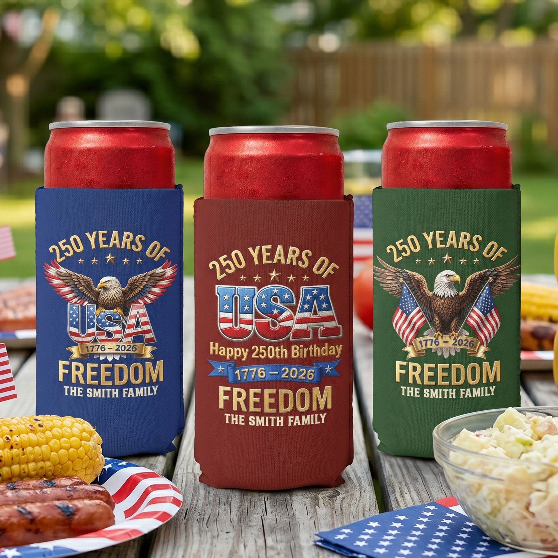 250 Years Of Freedom - Personalized Can Cooler