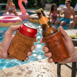Custom Photo Sketch Line Art Father's Day Gift For Dad, Husband - Personalized Can Cooler – view 2
