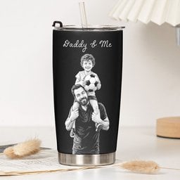 Custom Photo Sketch Art Father's Day Gift For Dad, Husband, Grandpa - Personalized Tumbler Cup – view 5