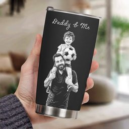 Custom Photo Sketch Art Father's Day Gift For Dad, Husband, Grandpa - Personalized Tumbler Cup – view 4
