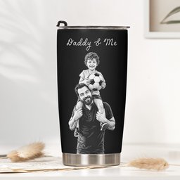 Custom Photo Sketch Art Father's Day Gift For Dad, Husband, Grandpa - Personalized Tumbler Cup – view 2