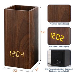 Dad Custom Photo Sketch Line Art Father's Day Gift For Him - Personalized Pen Holder With Clock – view 3