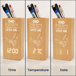 Father's Day Gifts, How Much Time Passes, I Will Always Be Your Little Girl - Personalized Pen Holder With Clock – view 5