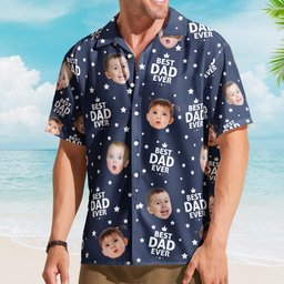 Best Dad Ever Custom Cute Kid Face Father's Day Gift For Dad, Husband, Grandpa - Personalized Hawaiian Shirt – view 4