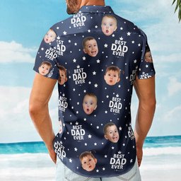 Best Dad Ever Custom Cute Kid Face Father's Day Gift For Dad, Husband, Grandpa - Personalized Hawaiian Shirt – view 2
