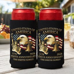 4th Of July Usa 250th Anniversary - Personalized Can Cooler – view 2