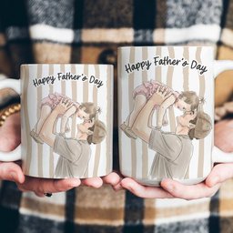 Custom Photo Watercolor Father's Day Gift For New Dad, Husband - Personalized Mug – view 7
