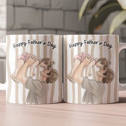 Custom Photo Watercolor Father's Day Gift For New Dad, Husband - Personalized Mug – view 5