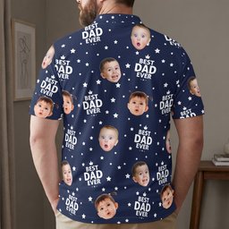Best Dad Ever Custom Cute Kid Face Father's Day Gift For Dad, Husband, Grandpa - Personalized Polo Shirt – view 2