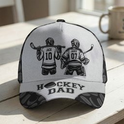 Father's Day Gifts, Hockey Dad, Grandpa - Personalized Cap