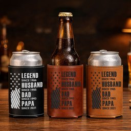 Father's Day Gifts, Legend, Husband, Dad And Grandpa - USA Version - Personalized Can Cooler – view 2
