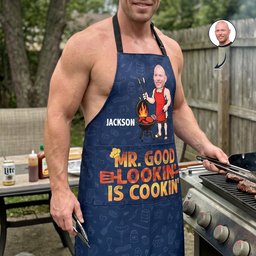 Mr. Good Lookin' Is Cookin' Funny Father's Day Gift For Dad, Husband, Grandpa - Personalized Apron