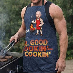 Mr. Good Lookin' Is Cookin' Funny Father's Day Gift For Dad, Husband, Grandpa - Personalized Apron – view 4