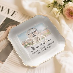 Custom University Photo College Graduation Gift School Logo For Her, Daughter, Friends - Personalized Jewelry Dish – view 4
