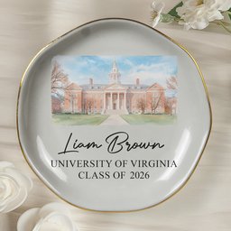 Custom University Photo College Graduation Gift School Logo For Her, Daughter, Friends - Personalized Jewelry Dish – view 2