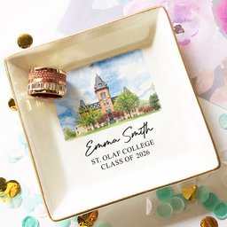 Custom University Photo College Graduation Gift School Logo For Her, Daughter, Friends - Personalized Jewelry Dish – view 6
