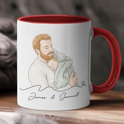 Custom Portrait Watercolor Father's Day Gift For Dad, New Dad, Husband - Personalized Mug – view 6