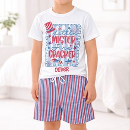Little Miss Mister Firecracker 250th Anniversary - Personalized Kids Clothing Set – view 2