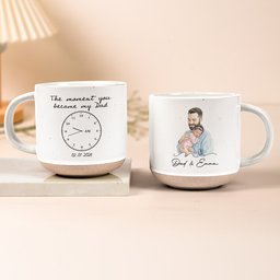 Custom Photo Watercolor Art Father's Day Gift For New Dad, Husband - Personalized Pottery Mug – view 2