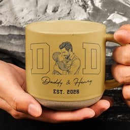 Dad Est Custom Photo Sketch Line Art Father's Day Gift For Husband, Dad - Personalized Mug – view 4