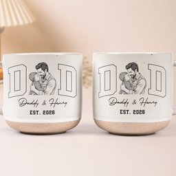 Dad Est Custom Photo Sketch Line Art Father's Day Gift For Husband, Dad - Personalized Mug – view 6