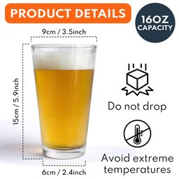 Father's Day Gifts, Thanks Dad We Woof You Pet Photo Line Art - Personalized Beer Glass – view 6