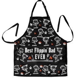 Best Flippin Dad Ever - Father's Day Gifts For Dad, Papa - With Funny Kids' Faces - Personalized Apron – view 2