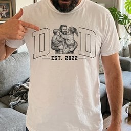 Dad Custom Photo Sketch Line Art Father's Day Gift For Husband, Dad - Personalized Shirt – view 2
