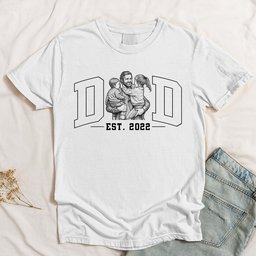 Dad Custom Photo Sketch Line Art Father's Day Gift For Husband, Dad - Personalized Shirt – view 5
