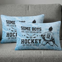 Born With Hockey In Their Souls - Personalized Pillow Cover – view 2