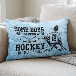 Born With Hockey In Their Souls - Personalized Pillow Cover – view 4