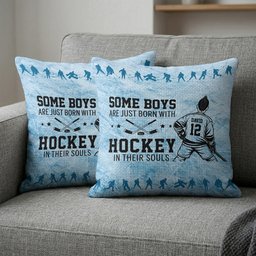 Born With Hockey In Their Souls - Personalized Pillow Cover – view 3