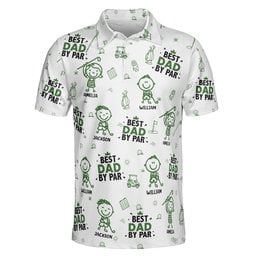 Best Dad, Grandpa By Par, Cute Kids Art, Toile De Jouy - Personalized Polo Shirt – view 3
