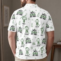 Best Dad, Grandpa By Par, Cute Kids Art, Toile De Jouy - Personalized Polo Shirt – view 2