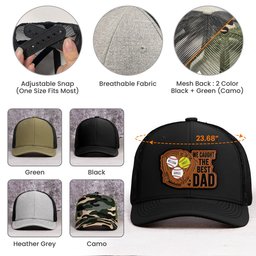 We Caught The Best Dad - Baseball, Softball Dad With Kids' Names - Personalized Cap – view 5