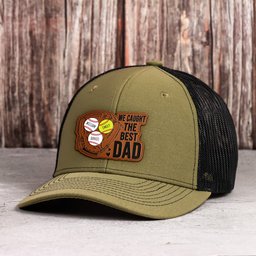 We Caught The Best Dad - Baseball, Softball Dad With Kids' Names - Personalized Cap – view 3