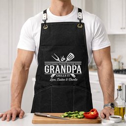 Everything Tastes Better When Grandpa, Dad Grills It - Father's Day Gift - Personalized Apron – view 2