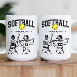 Mother's Day Gifts, Custom Softball Mom, Grandma - Personalized Mug – view 3