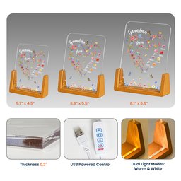 First Mom Now Grandma Heart Flower With Kids' Names & Birth Flower Personalized Night Light – view 5