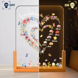 First Mom Now Grandma Heart Flower With Kids' Names & Birth Flower Personalized Night Light – view 3