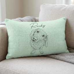 Custom Pet Portrait Sketch Line Art Gift For Dog Lover, Cat Lover - Personalized Pillow Cover – view 2