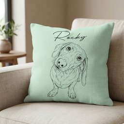 Custom Pet Portrait Sketch Line Art Gift For Dog Lover, Cat Lover - Personalized Pillow Cover – view 4