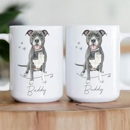 Custom Pet Portrait Watercolor Gift For Dog Lover, Cat Lover - Personalized Mug – view 6