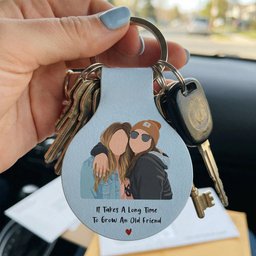 Besties Forever Turn Your Photo Into Faceless Art Style - Personalized Keychain – view 2