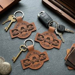 Dad, Papa, Grandpa, Pop The Man, The Myth, The Legend With Kid's Names - Personalized Keychain